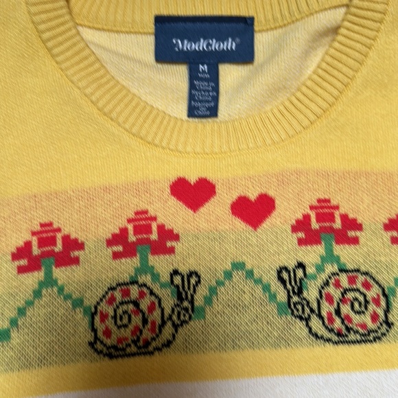 Modcloth Yellow and White Striped Sweater - Picture 2 of 6